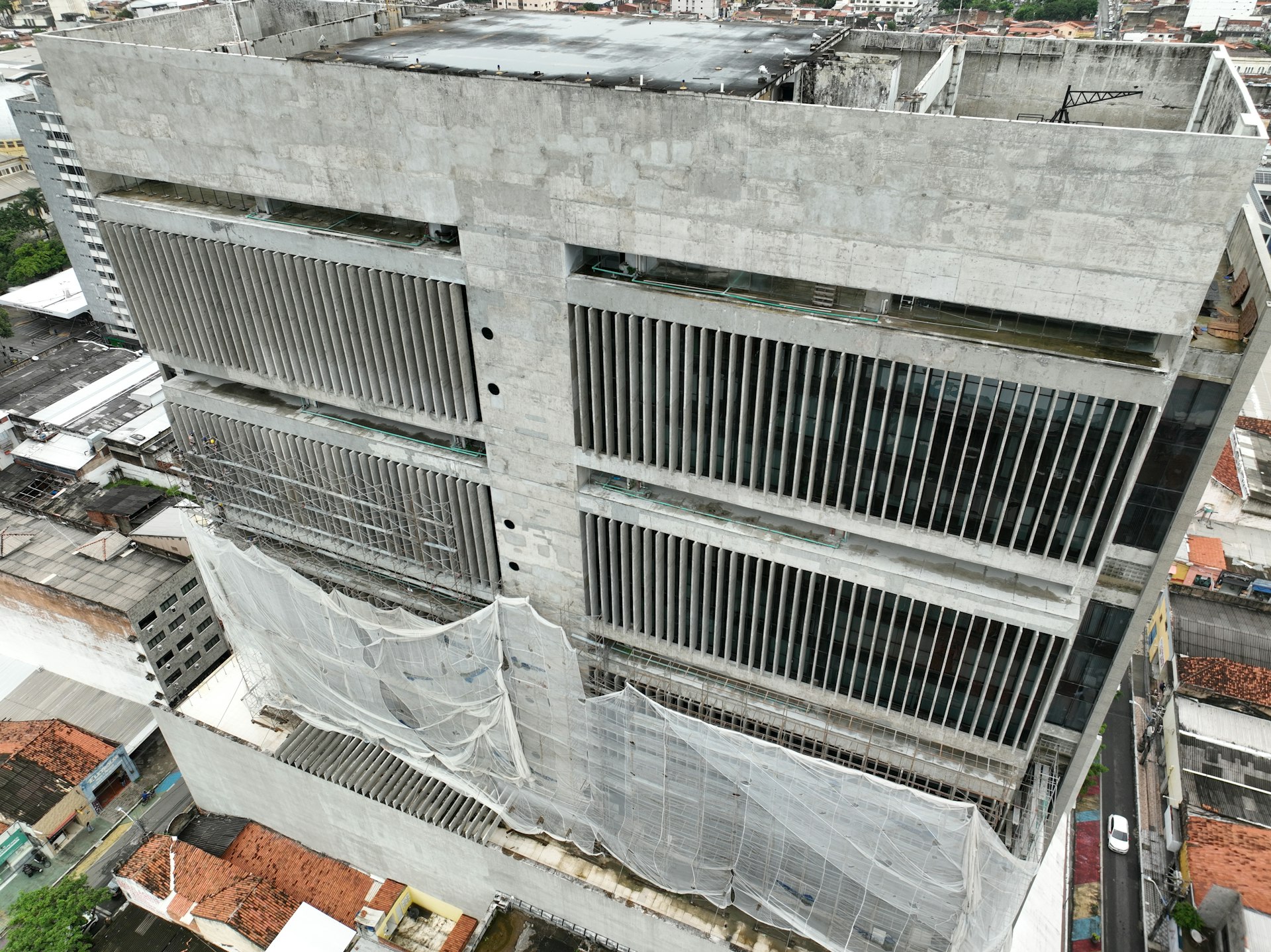 an aerial view of a building under construction